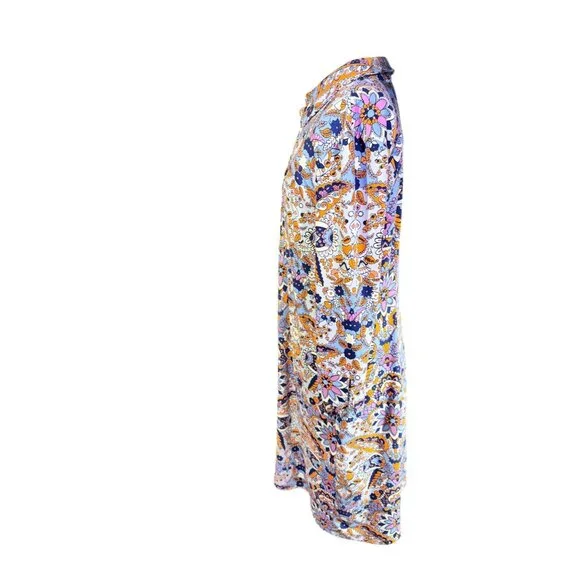Talbots Womens S Multicolor Paisley Long-Sleeve Pull-On Dress With Buttons - Picture 7 of 9